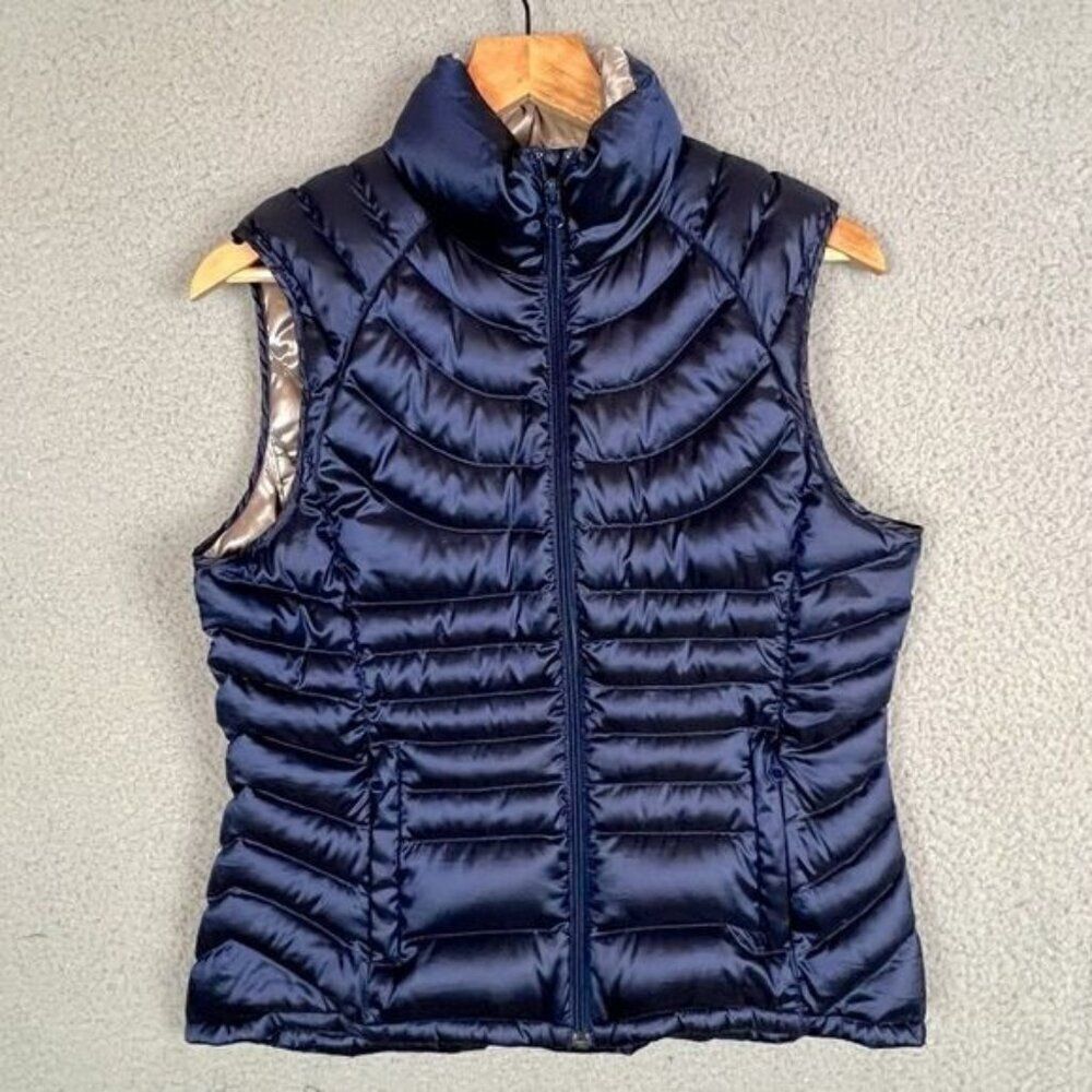 BERNARDO WOMENS BLUE PUFFER VEST GOOSE DOWN SIZE M - Picture 2 of 10
